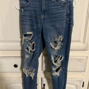American Eagle Outfitters Ripped Blue Skinny Jeans